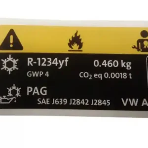 AC air conditioner sticker 460g R-1234yf AUDI VW SEAT SKODA Najlepsza cena