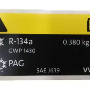 AC info sticker label 380g VW Up! Seat Mii Skoda Citigo Popularny