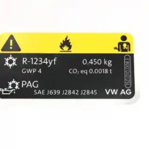 AC info sticker label R-1234yf 450g VW SEAT SKODA Autentyczny