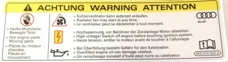 Autentyczny Sticker overfilled engine oil