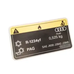 AC system information label sticker 525 g R1234YF Audi A4 A5 Wyprzedaż