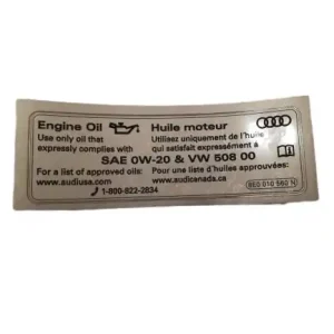 Engine oil information sticker 0W20 508 00 Audi Nowość