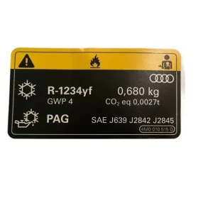 Air conditioning information sticker R-1234yf 0.68 Audi A8 Q7 Q8 Rabat
