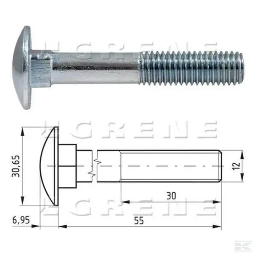 Kup teraz śruba zamkowa kl. 8.8 ocynk, 12 x 55