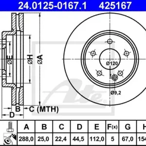 TARCZA HAMULC. MERCEDES W245 B-KLASA 05-11 Oryginalny