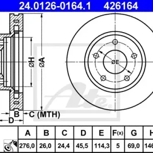 TARCZA HAMULC. MITSUBISHI LANCER 08- PRZÓD Darmowa dostawa